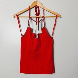 Cache Red Vintage Y2K Beaded Halter Top Small